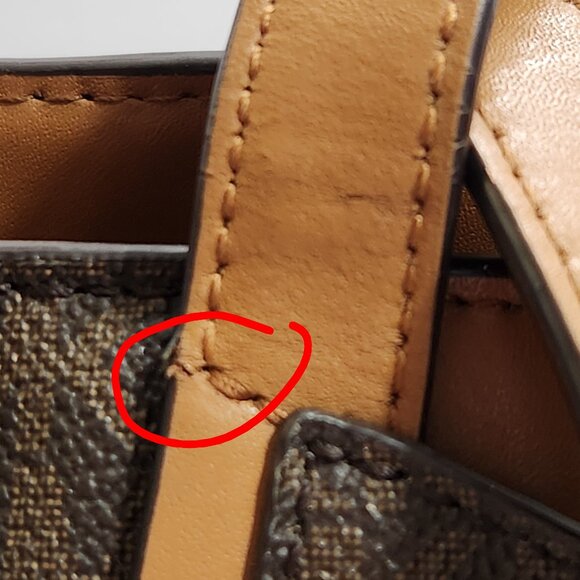 Michael Kors Whitney Large Tote Bag Brown Signature Print Tan Leather Accents - Picture 5 of 16